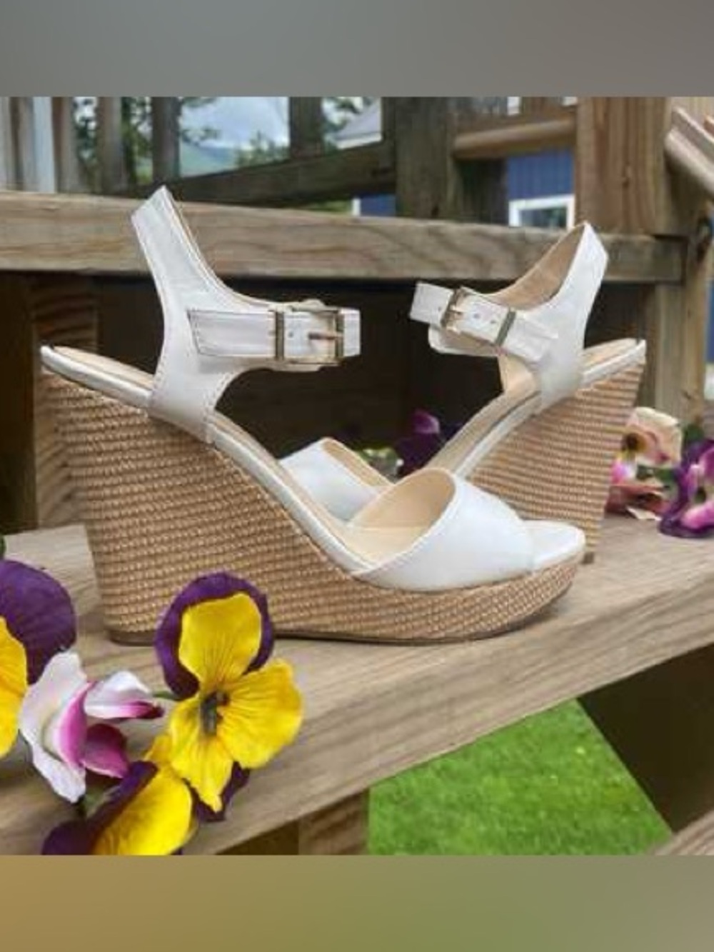 Jessica Simpson White Espadrille Wedge Sandals